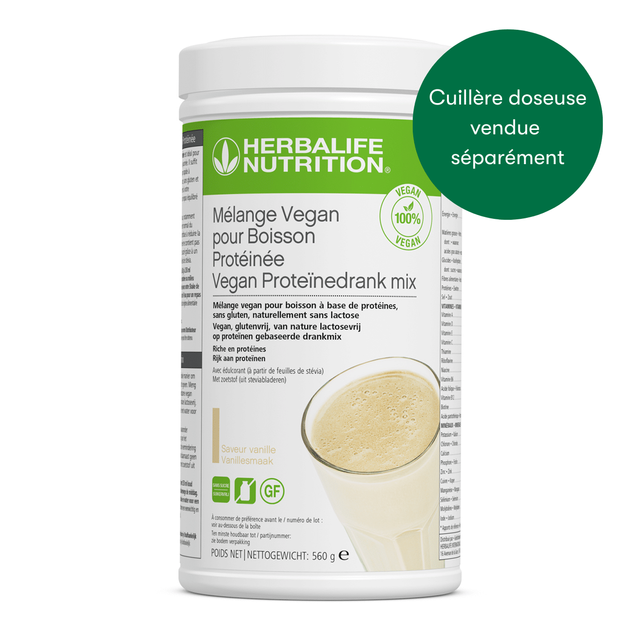 Herbashopping.eu - Mélange Vegan pour Boisson Protéinée Vanille 560g